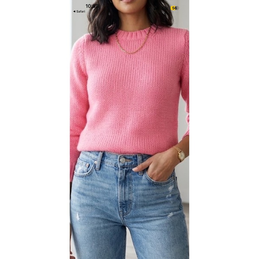 J.Crew Pink Merino Wool Blend Crewneck Sweater XS F9633 Neon Knit Pullover